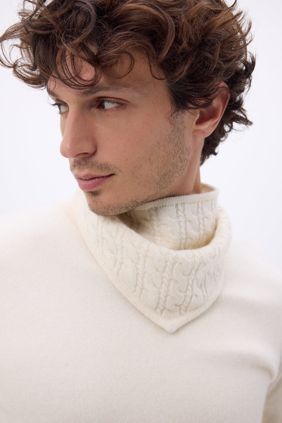 Bufanda triangular de punto trenzado Tory - Blanco - Hombre