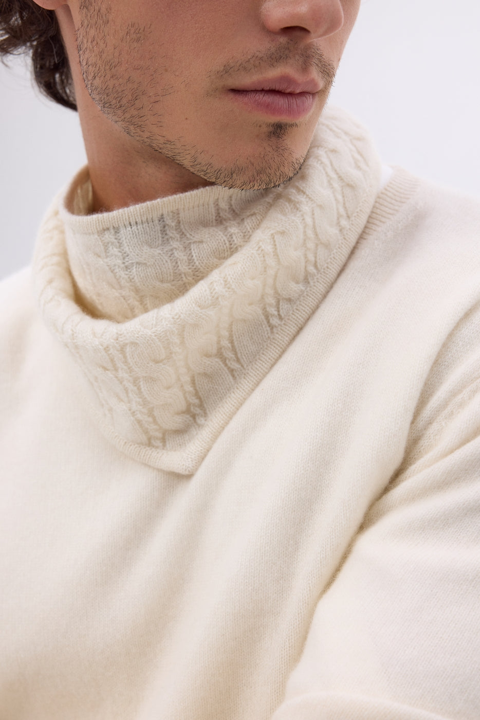 Bufanda triangular de punto trenzado Tory - Blanco - Hombre