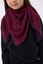 Bandana Triangolare a Righe - Blu Marino Rosso - Bambino - 100% Cashmere