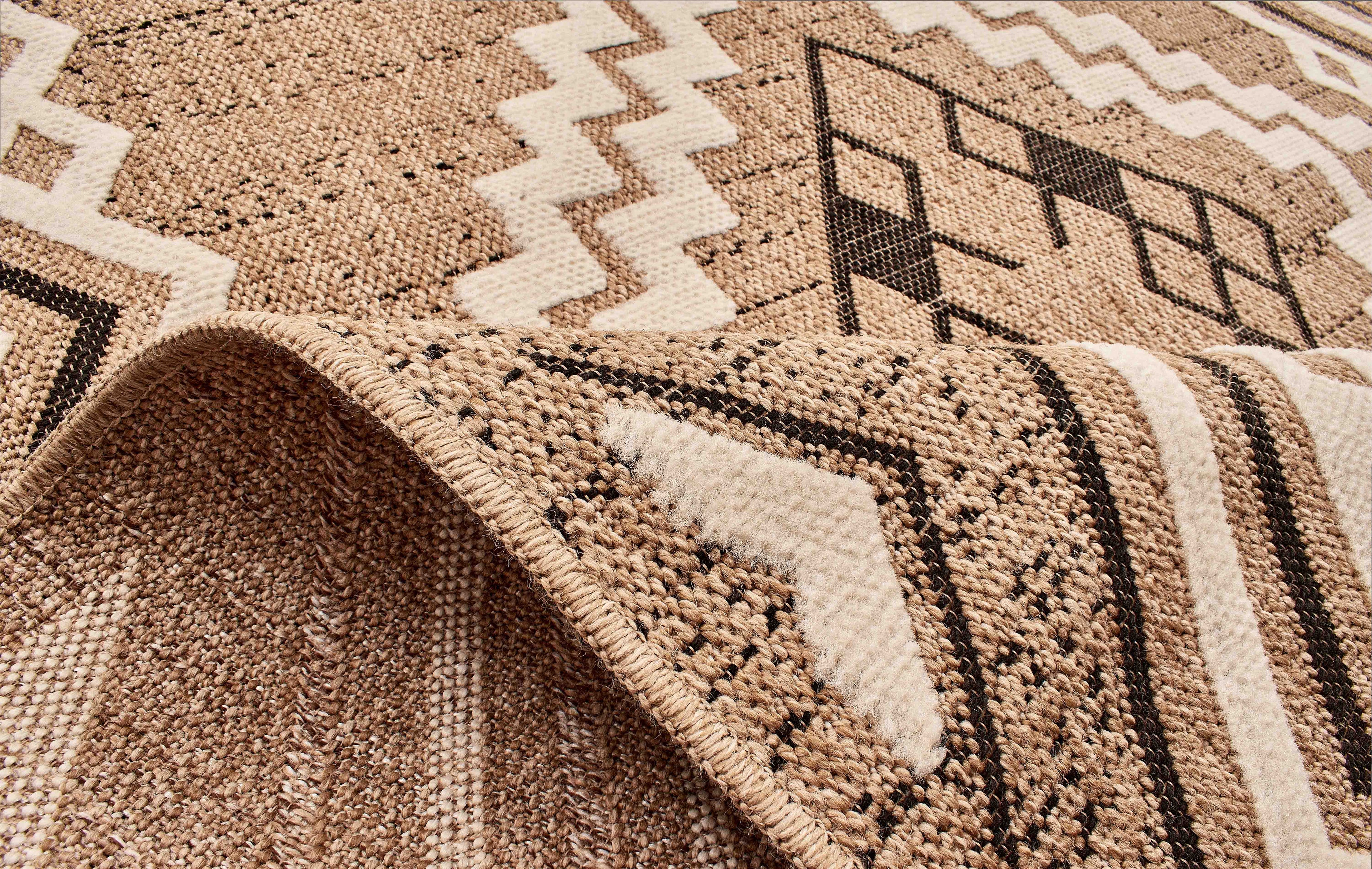 Jute Look Rug Tulum 9054 - Jute Pattern - Black - Indoor / Outdoor