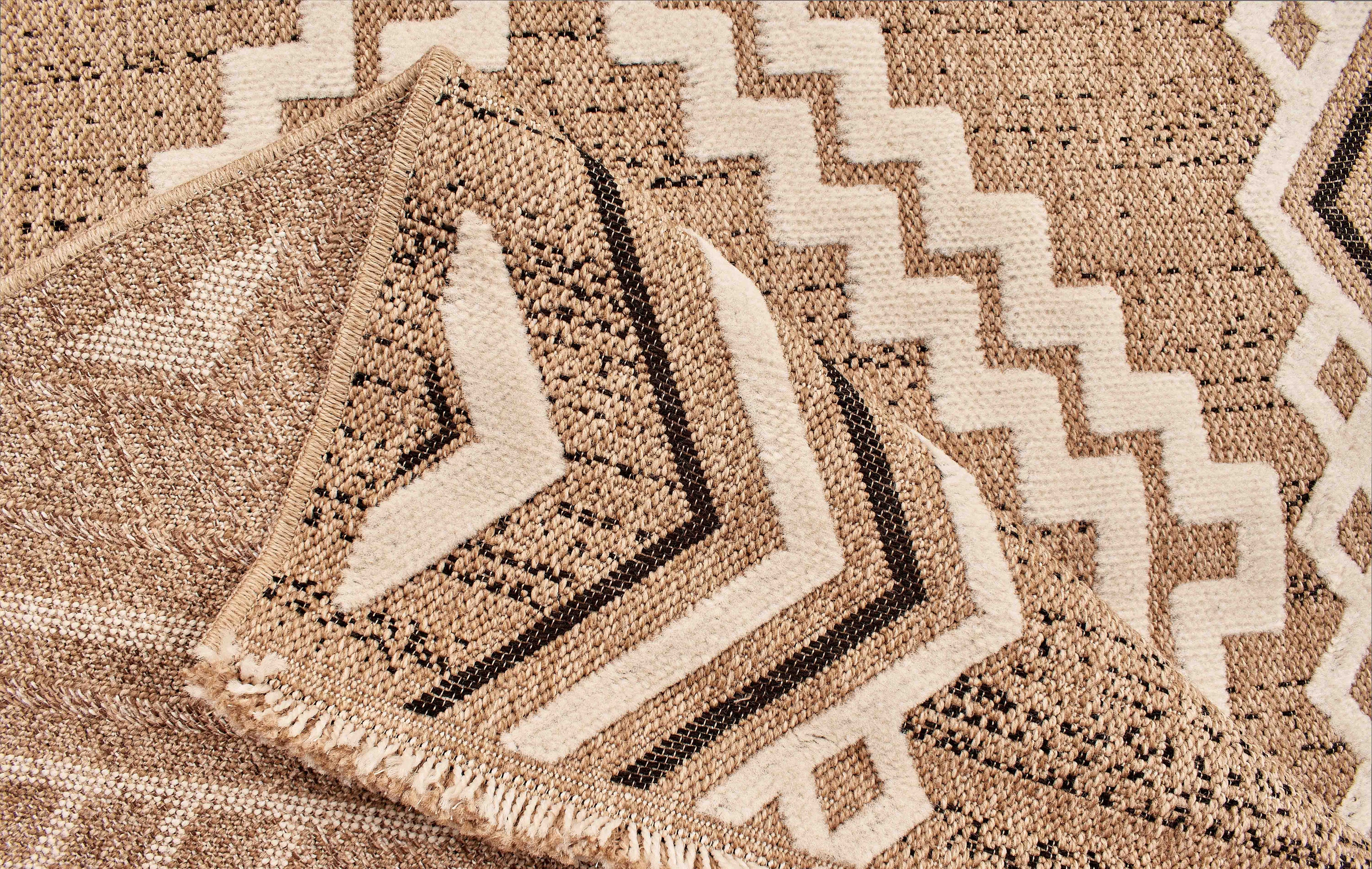 Jute Look Rug Tulum 9054 - Jute Pattern - Black - Indoor / Outdoor