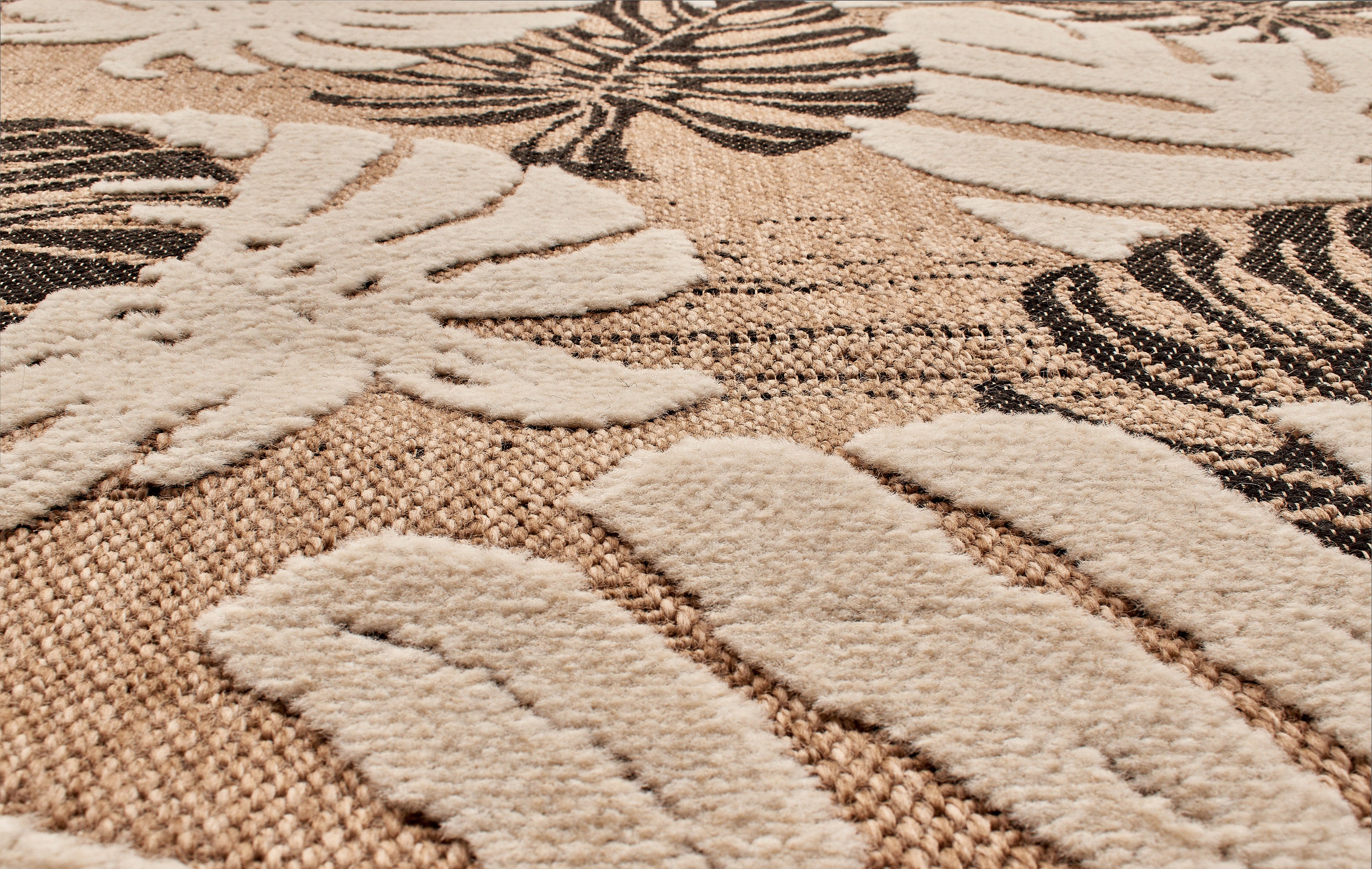 Jute Look Rug Tulum 9062 - Jute Pattern - Black - Indoor / Outdoor