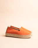 Espadrilles Plates Taormina - Cuir Daim Orange - Femme