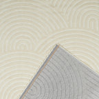 Alfombra arcoíris color crema con alfombras nazar de pelo largo en relieve