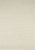 Alfombra arcoíris color crema con alfombras nazar de pelo largo en relieve