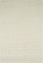 Alfombra arcoíris color crema con alfombras nazar de pelo largo en relieve