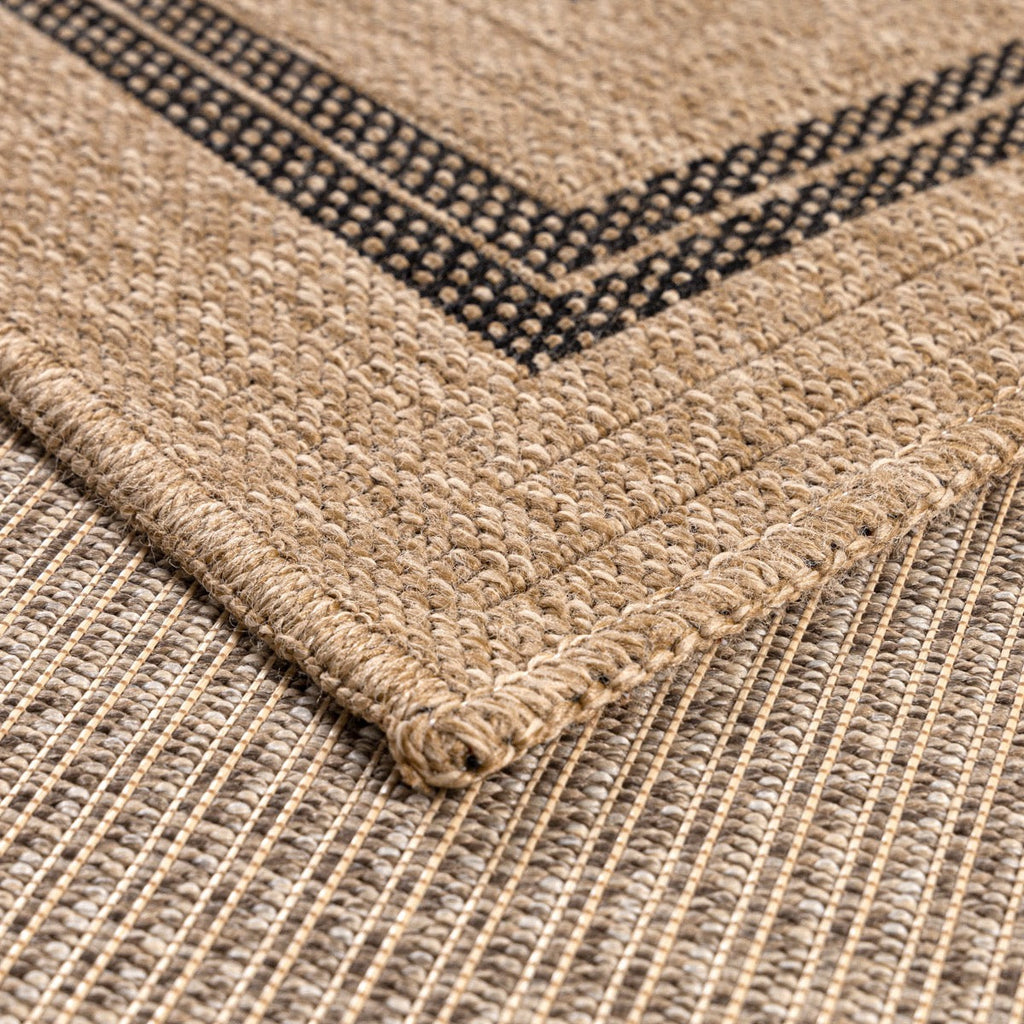 Alfombra efecto yute natural con estampado rectangular negro Alfombras Nazar