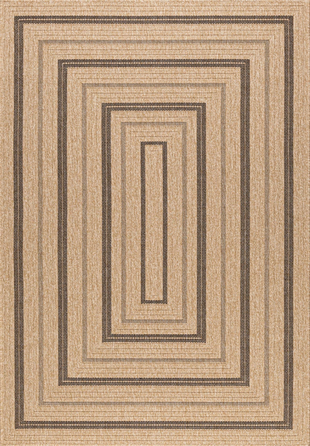 Alfombra efecto yute natural con estampado rectangular negro Alfombras Nazar
