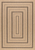 Alfombra efecto yute natural con estampado rectangular negro Alfombras Nazar