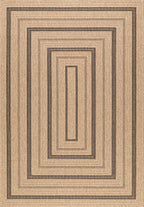 Alfombra efecto yute natural con estampado rectangular negro Alfombras Nazar