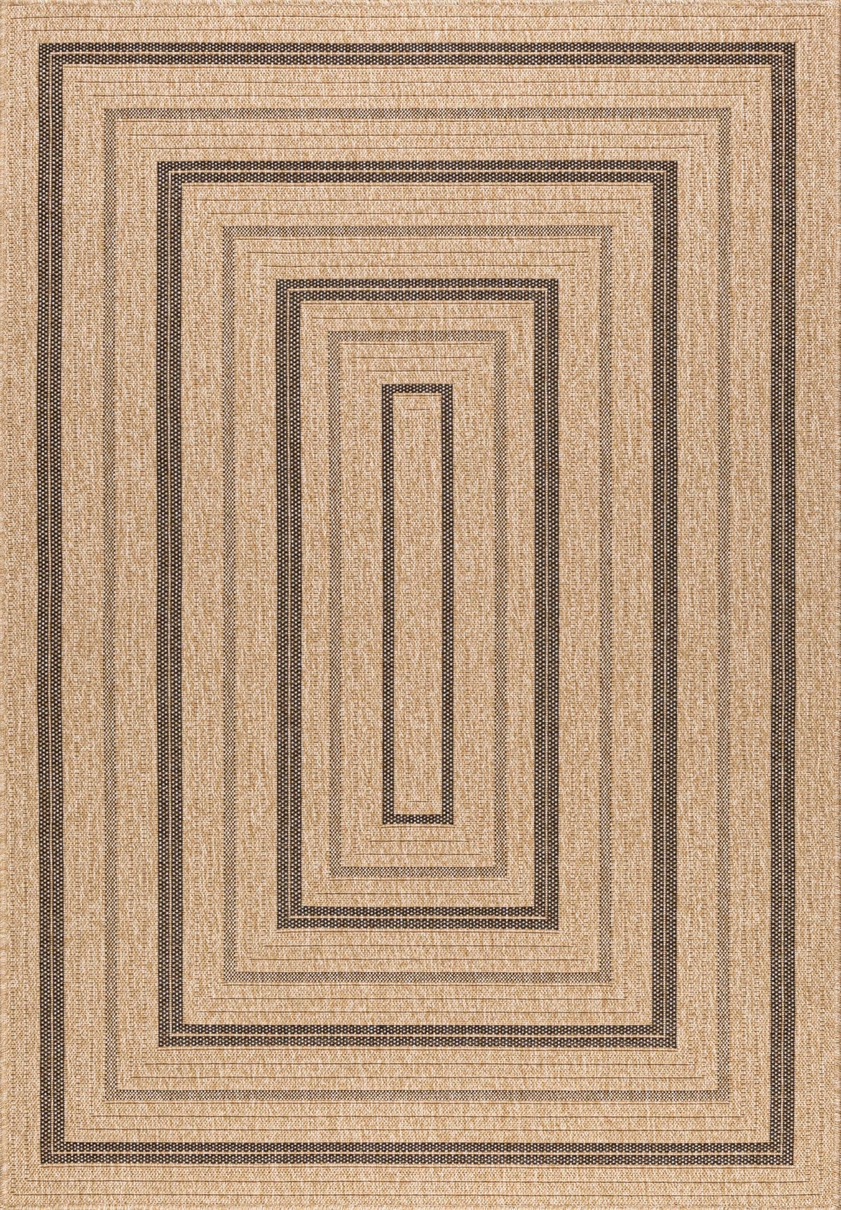 Alfombra efecto yute natural con estampado rectangular negro Alfombras Nazar