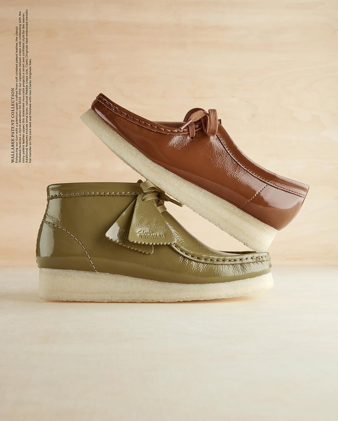 Botas Wallabee Boot - Dark Olive Patent - Mujer
