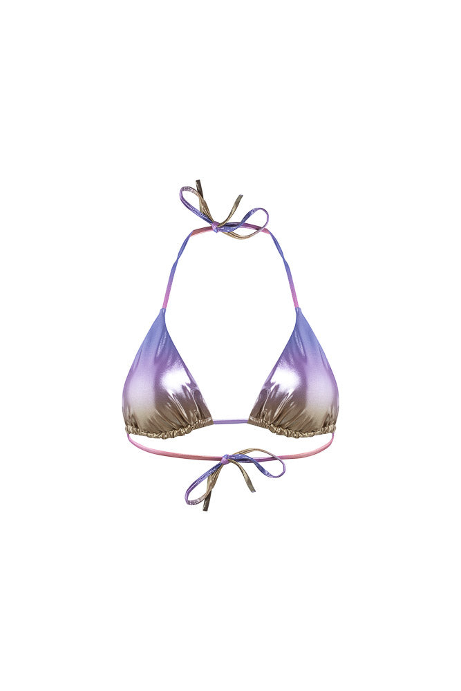 Sunset Triangle Bikini Top in Khaki/Pink