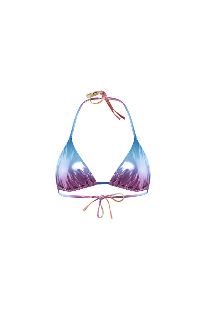 Sunset Triangle Bikini Top in Khaki/Pink
