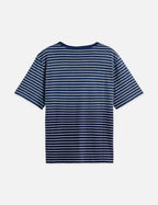 T-Shirt Indigo Washed Loose Fit - Sand Stripe