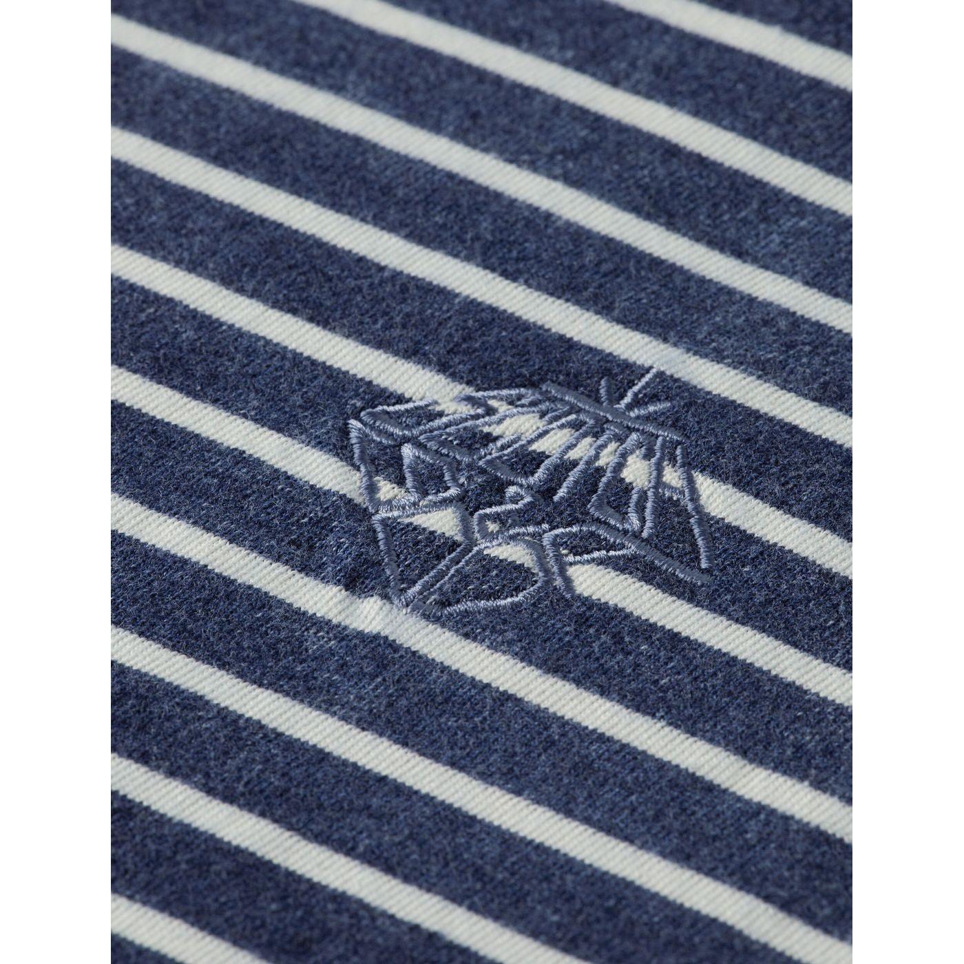 T-Shirt Indigo Washed Loose Fit - Sand Stripe