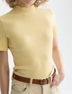 Mock Neck Rib T-Shirt - Parsnip