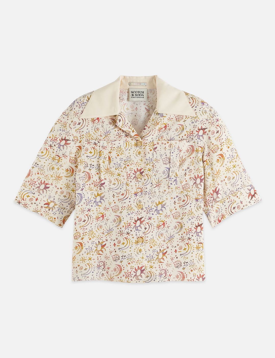 Printed Short Sleeve Shirt - Cosmic Sky Eggnog