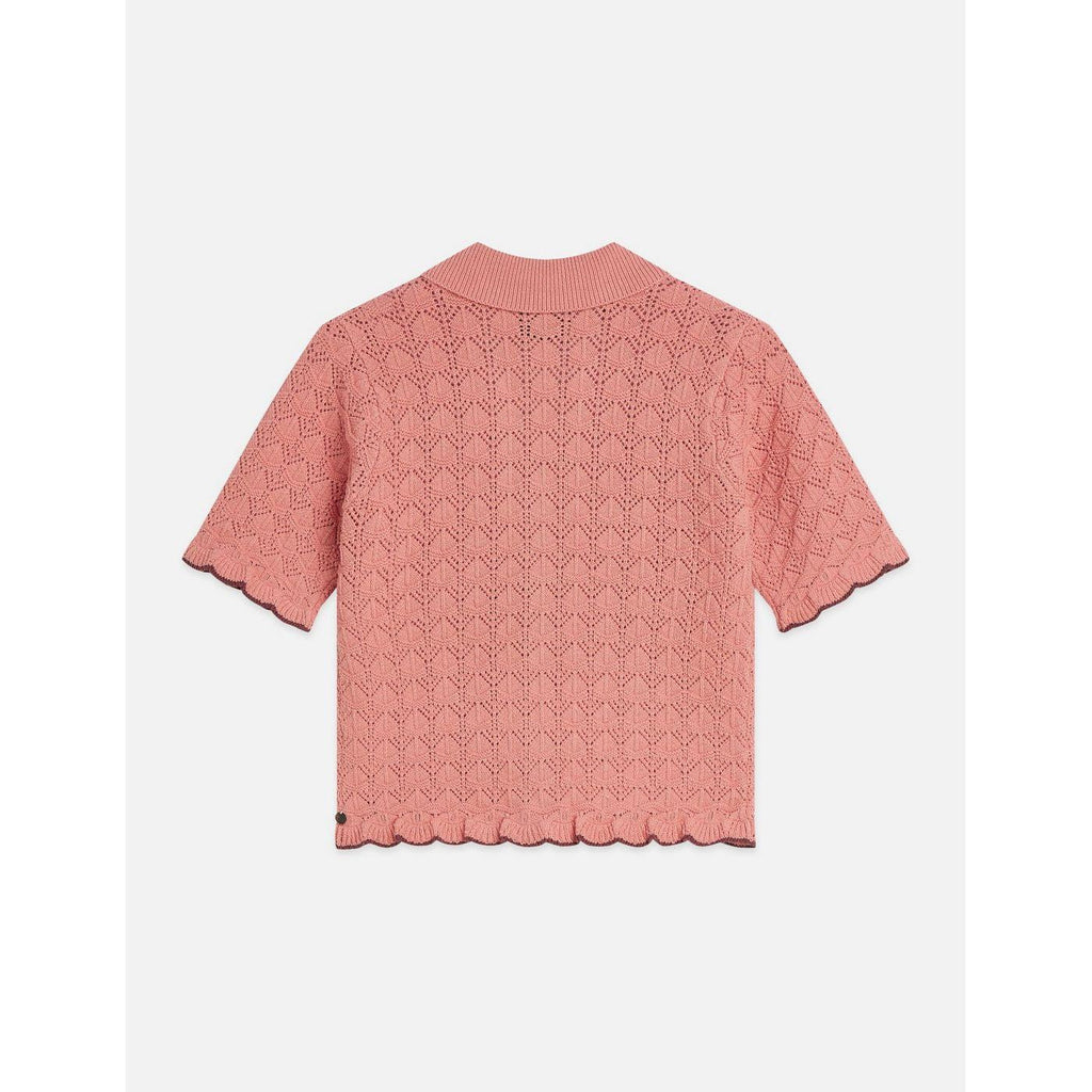 Short Sleeve Pointelle Cardigan - Canyon Clay