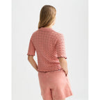 Short Sleeve Pointelle Cardigan - Canyon Clay