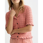 Short Sleeve Pointelle Cardigan - Canyon Clay