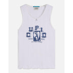 Camiseta de tirantes de punto pointelle con diseño artístico - Bright White