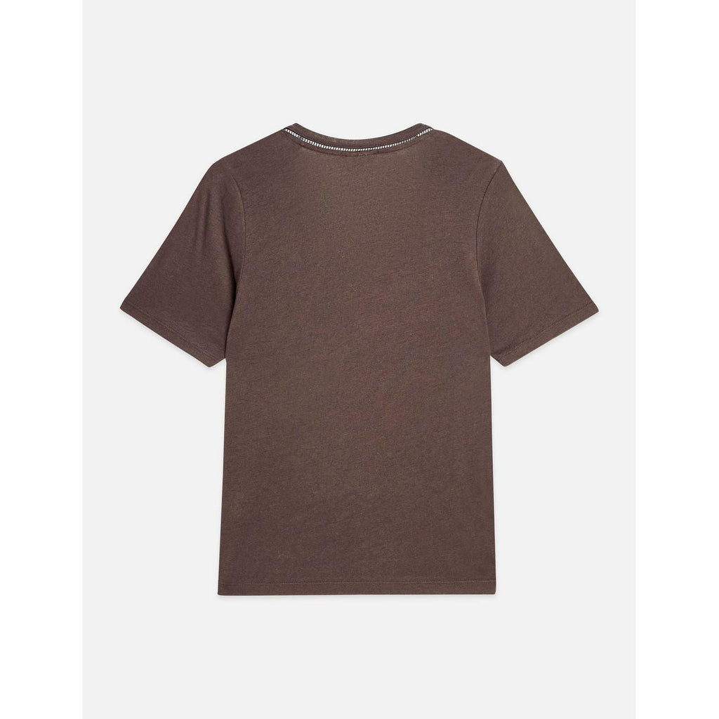 Linen V-Neck T-Shirt - Hot Fudge