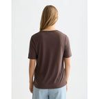 Linen V-Neck T-Shirt - Hot Fudge