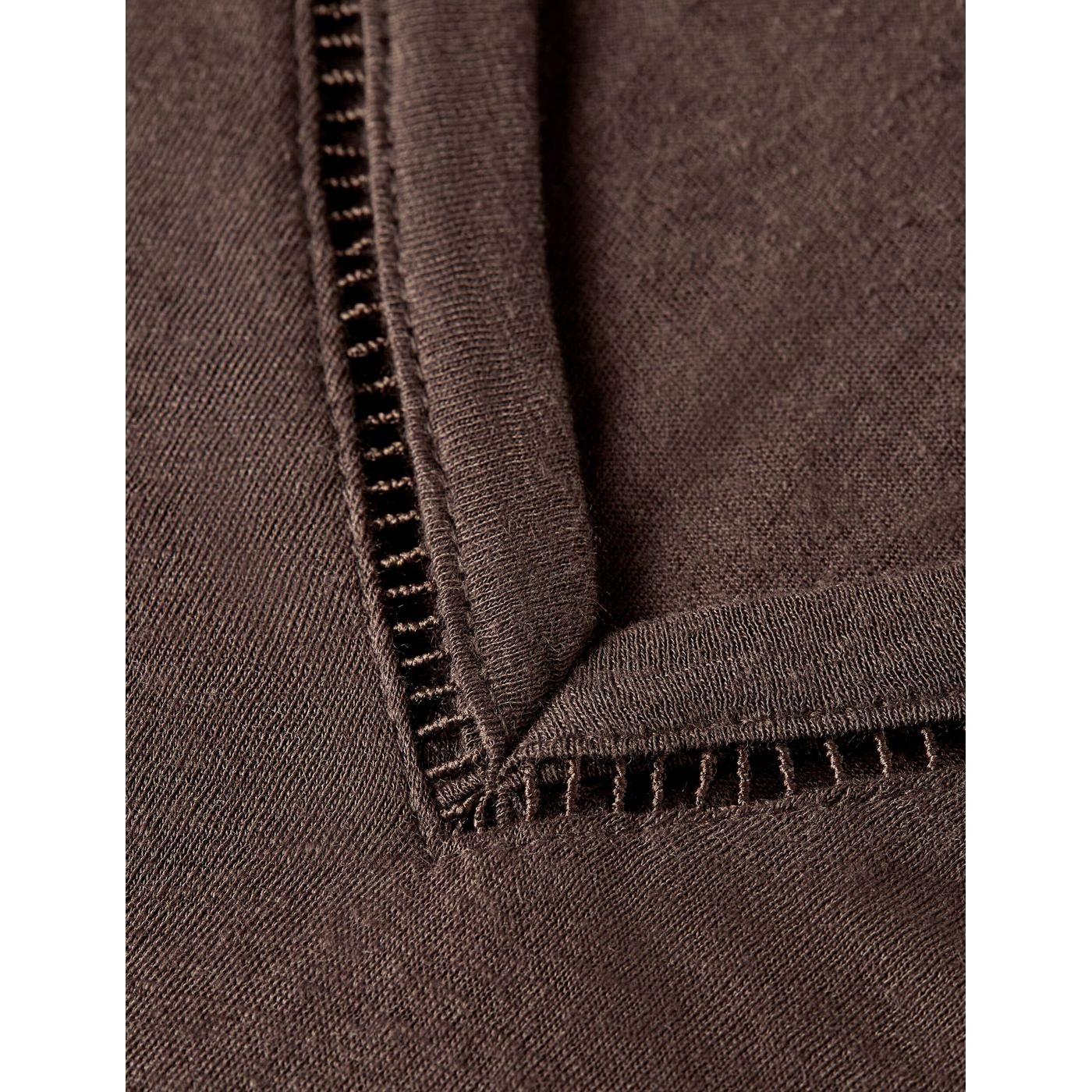 Linen V-Neck T-Shirt - Hot Fudge