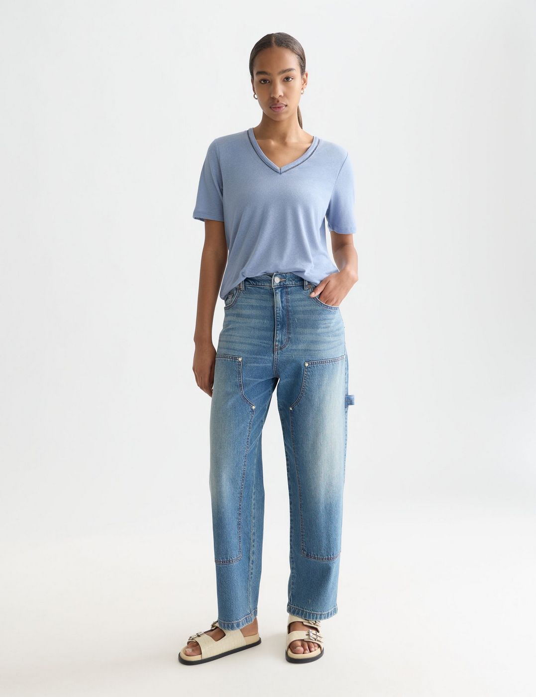 T-Shirt Linen V-Neck - Infinity