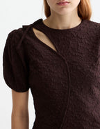 Teksturowany top z bufiastymi rękawami – Chocolate Plum
