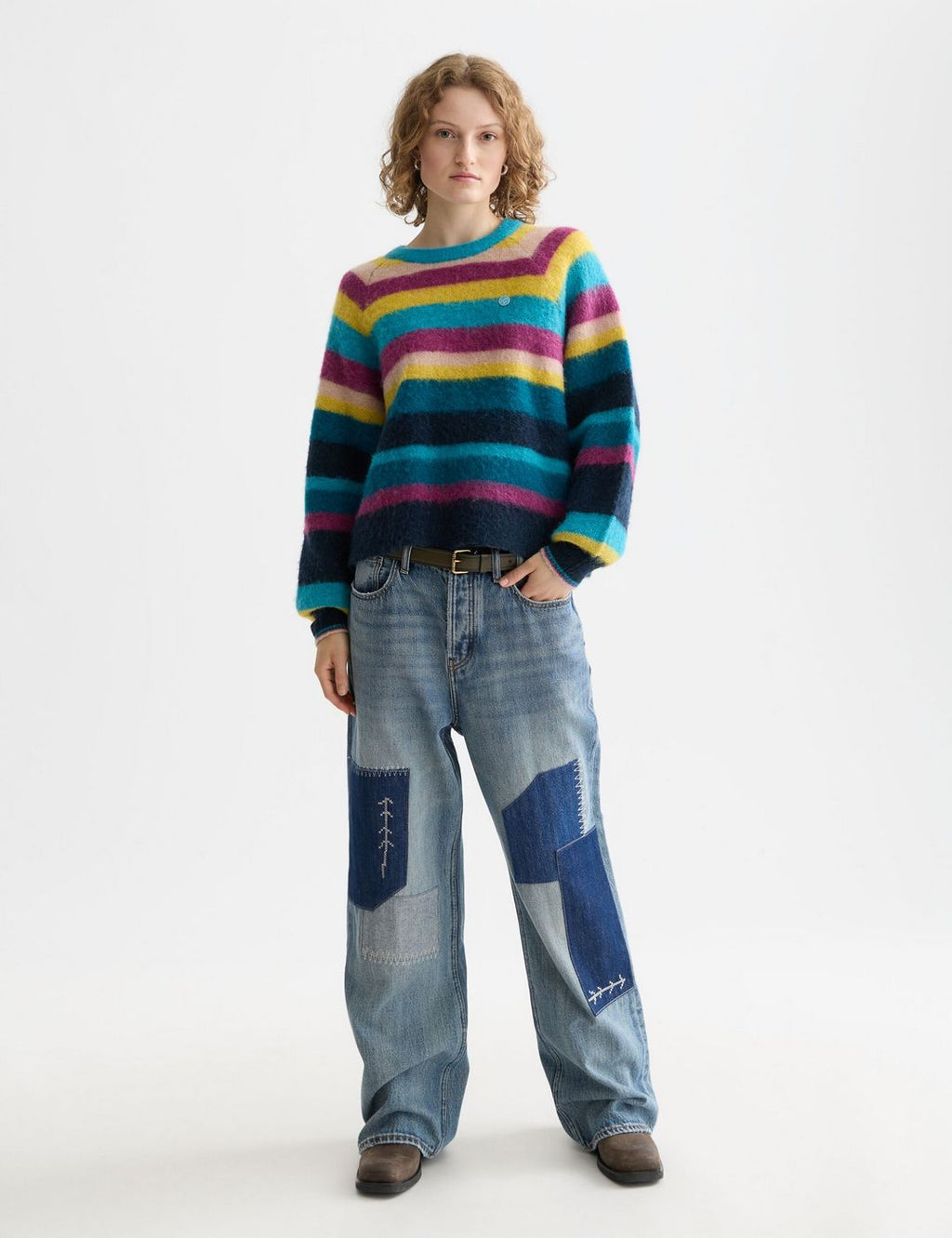 Stripep Oversized Pullover - El Cosmico Stripe Deep Lagoon