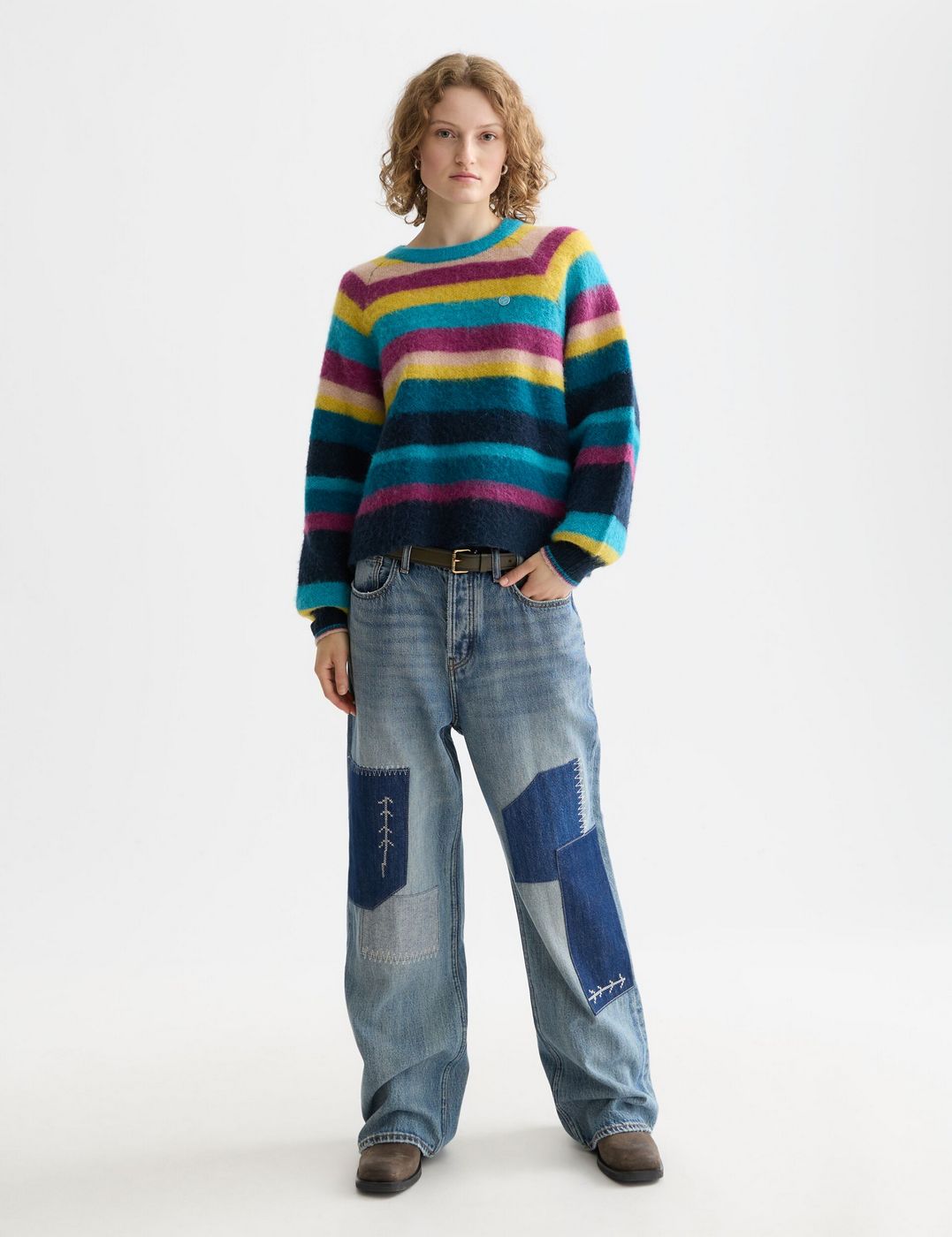 Stripep Oversized Pullover - El Cosmico Stripe Deep Lagoon