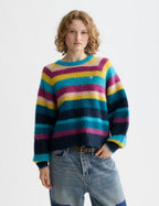 Stripep Oversized Pullover - El Cosmico Stripe Deep Lagoon