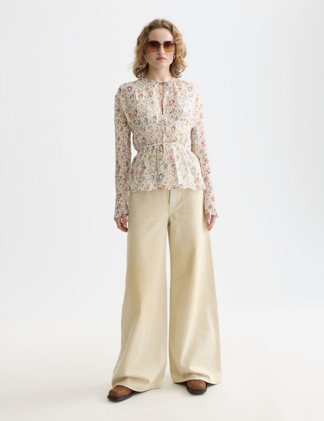 Printed Top With Tied Front - Cosmic Sky Eggnog