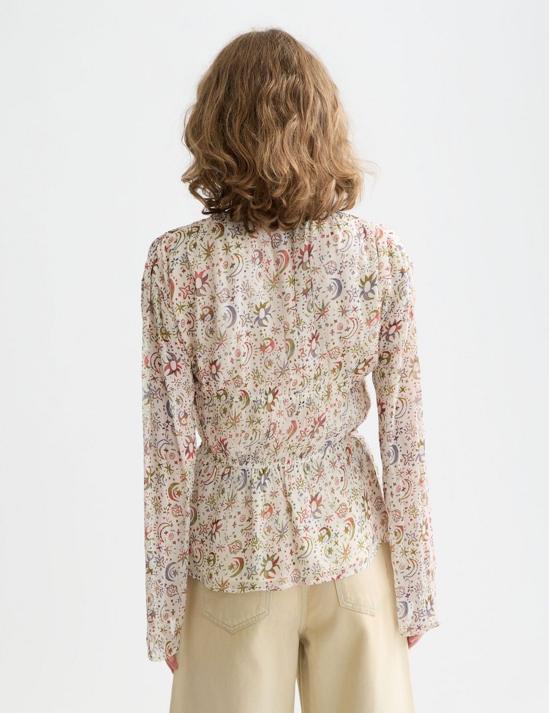 Printed Top With Tied Front - Cosmic Sky Eggnog