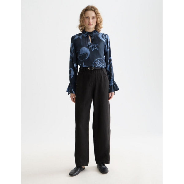 Blouse With Drawstring Cuffs - Cosmic Sky Spaced Carbon