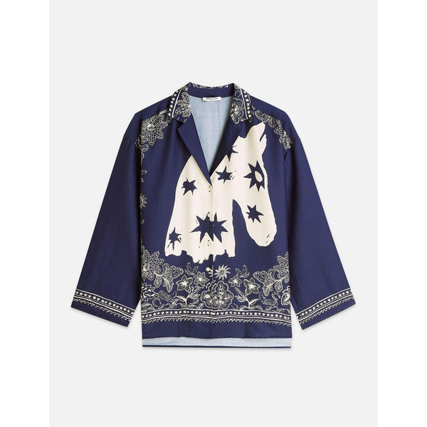 Robe Printed Relaxed Fit Shirt - Horse Bandana Blues