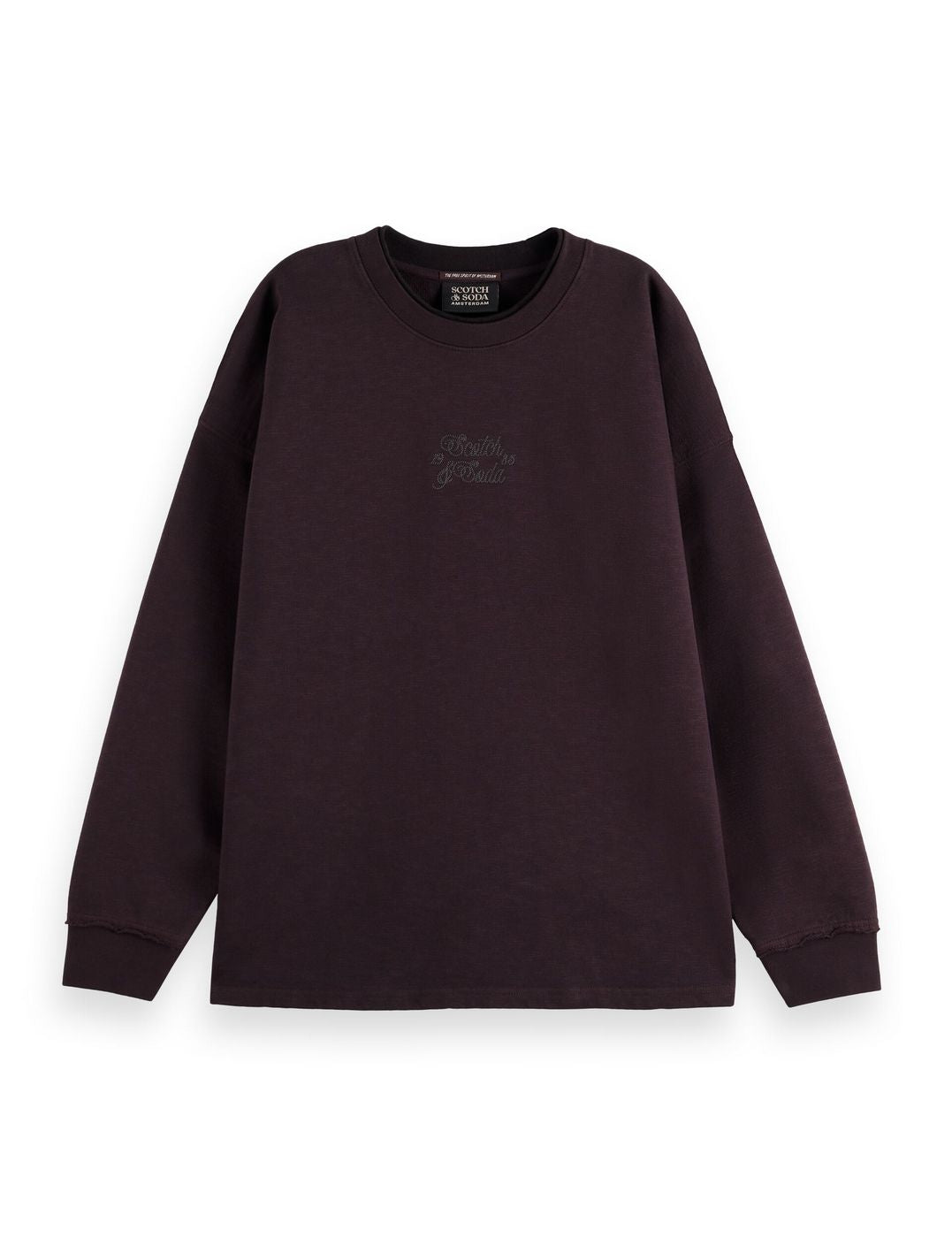Piece-dyed oversized sweater met logo - Chocolate Plum