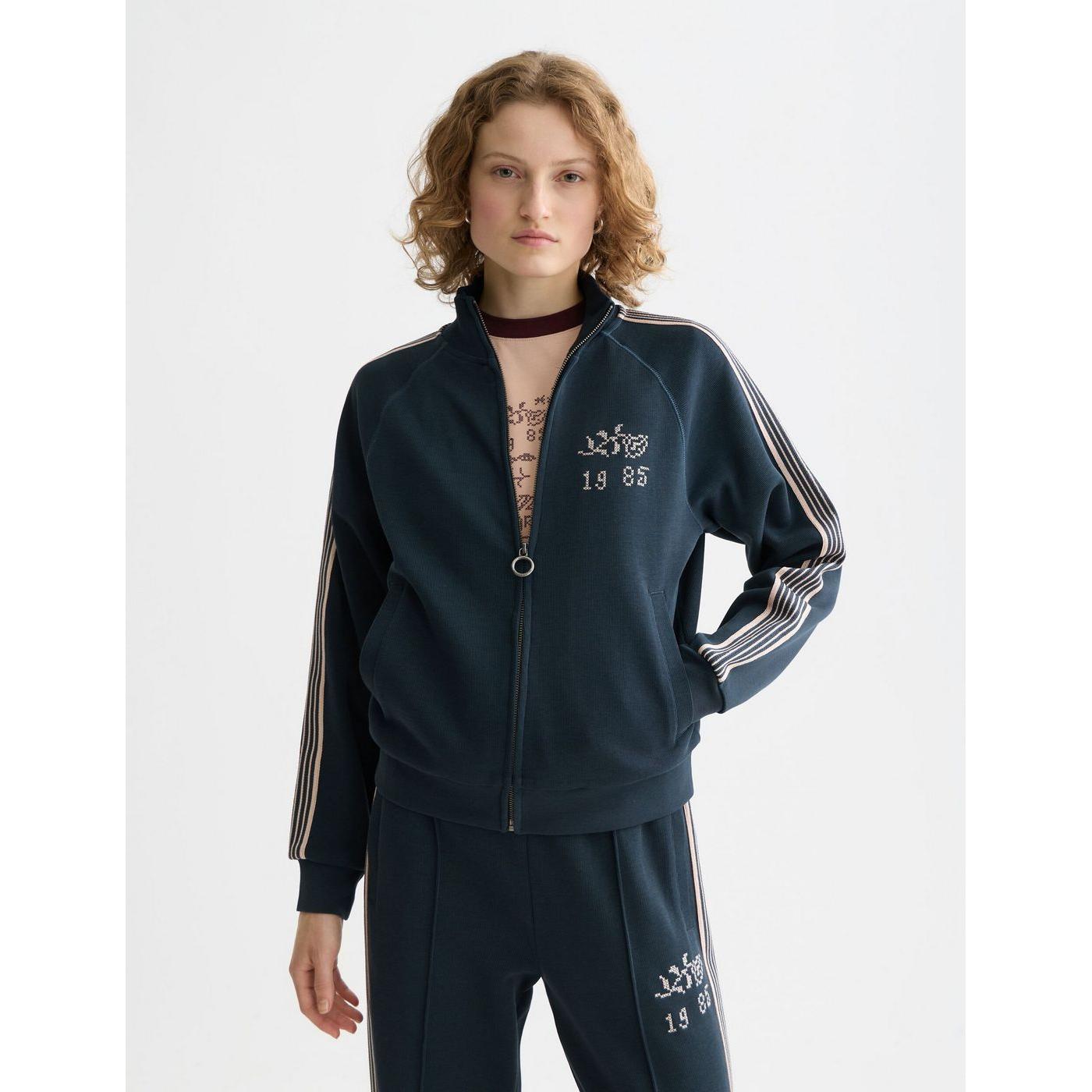Sudadera con cremallera Interlock - Carbon