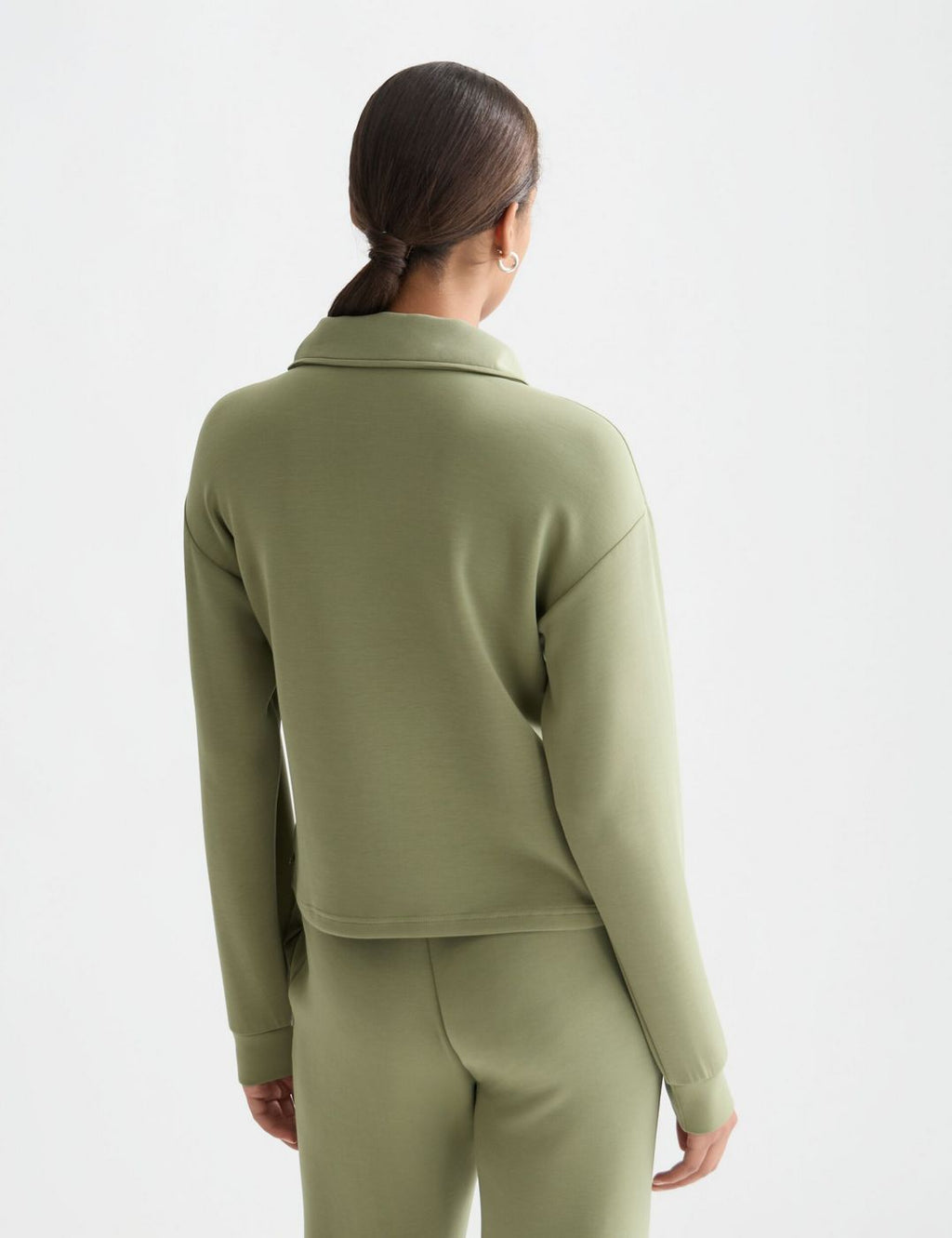 Sweat Zip Through Tencel - Oil Green