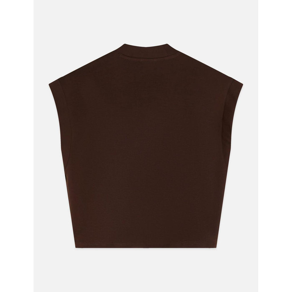 Sweat Tencel V-Neck Shortsleeved - Hot Fudge
