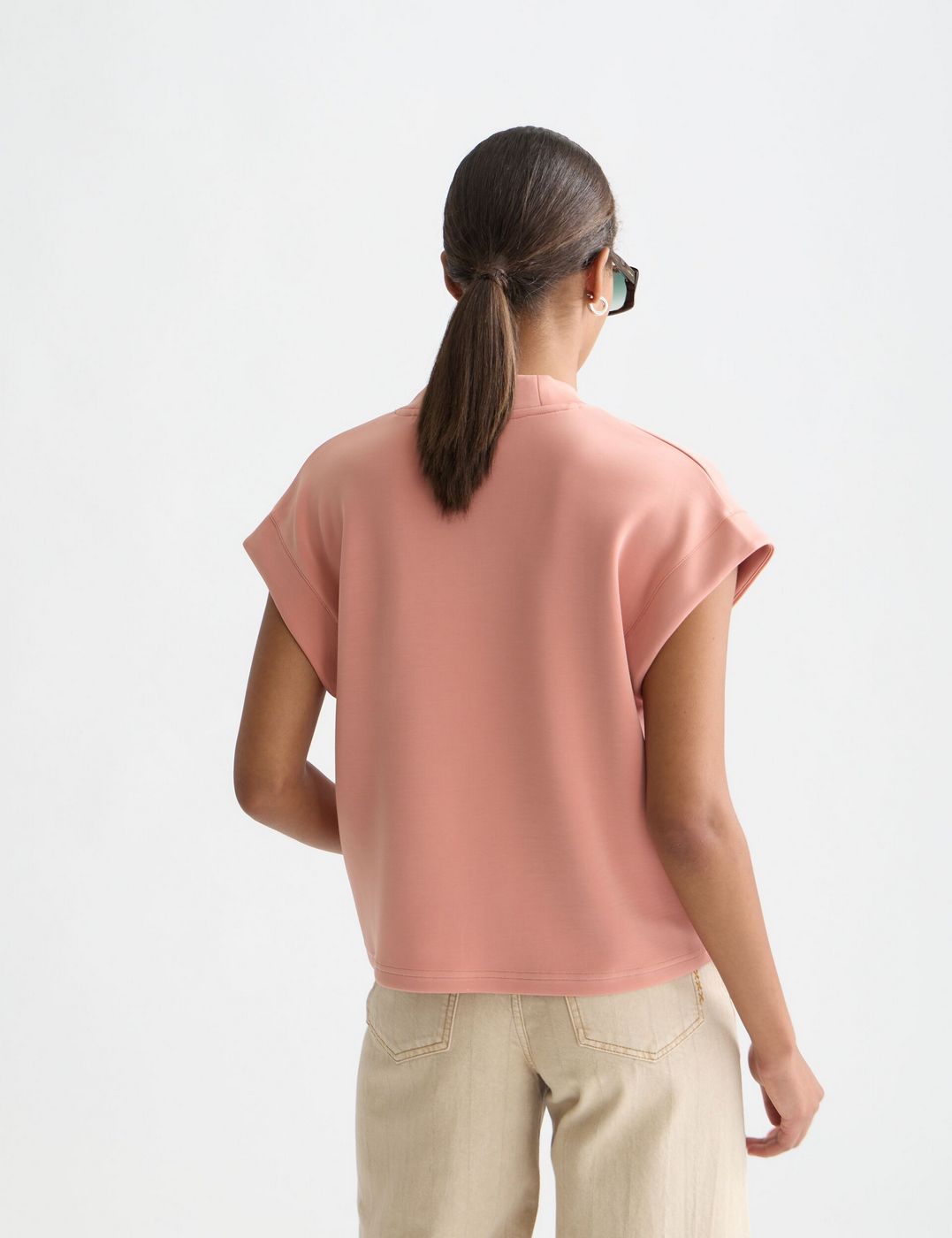 Tencel V-Neck Shortsleeved Sweatshirt - Canyon Clay