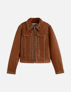 Studded Leather Trucker - Cognac