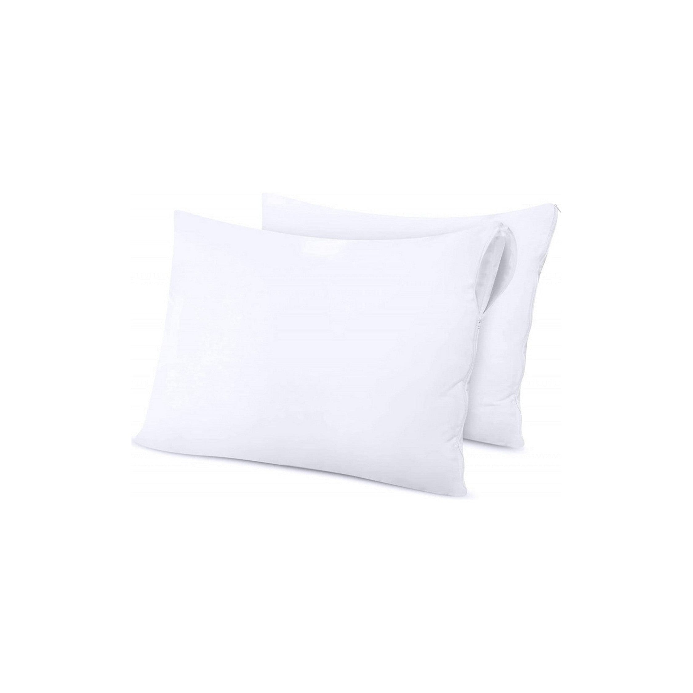 Set of 2 Pillow Protectors - Waterproof Anti-Mite Sponge - White