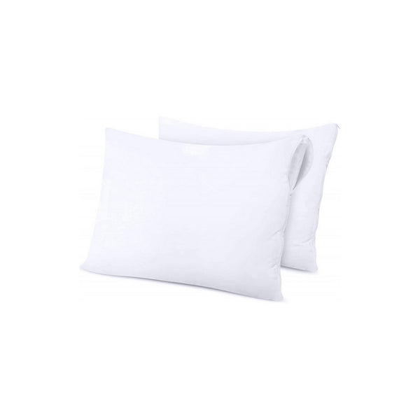 Set of 2 Pillow Protectors - Waterproof Anti-Mite Sponge - White