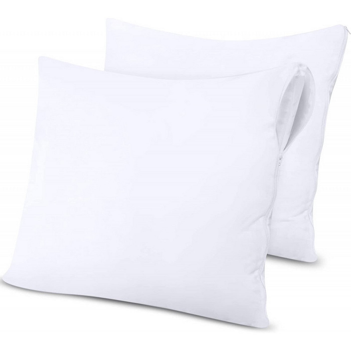 Set of 2 Pillow Protectors - Waterproof Anti-Mite Sponge - White