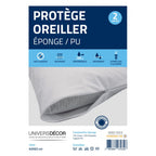 Set of 2 Pillow Protectors - Waterproof Anti-Mite Sponge - White