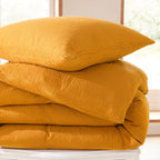 Parure De Couette (Housse + Taies D'Oreiller) - 100% Gaze De Coton - Curry