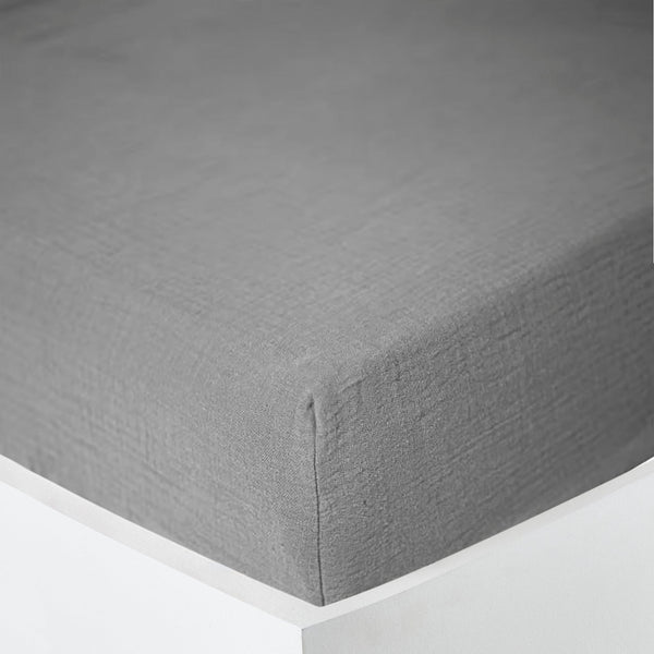Drap Housse - Gaze De Coton - Ardoise